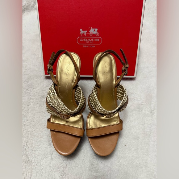 Coach Women\'s Brown and Gold Sandals